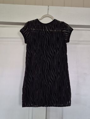 Girls Black Sparkle Zebra-Print Party Dress